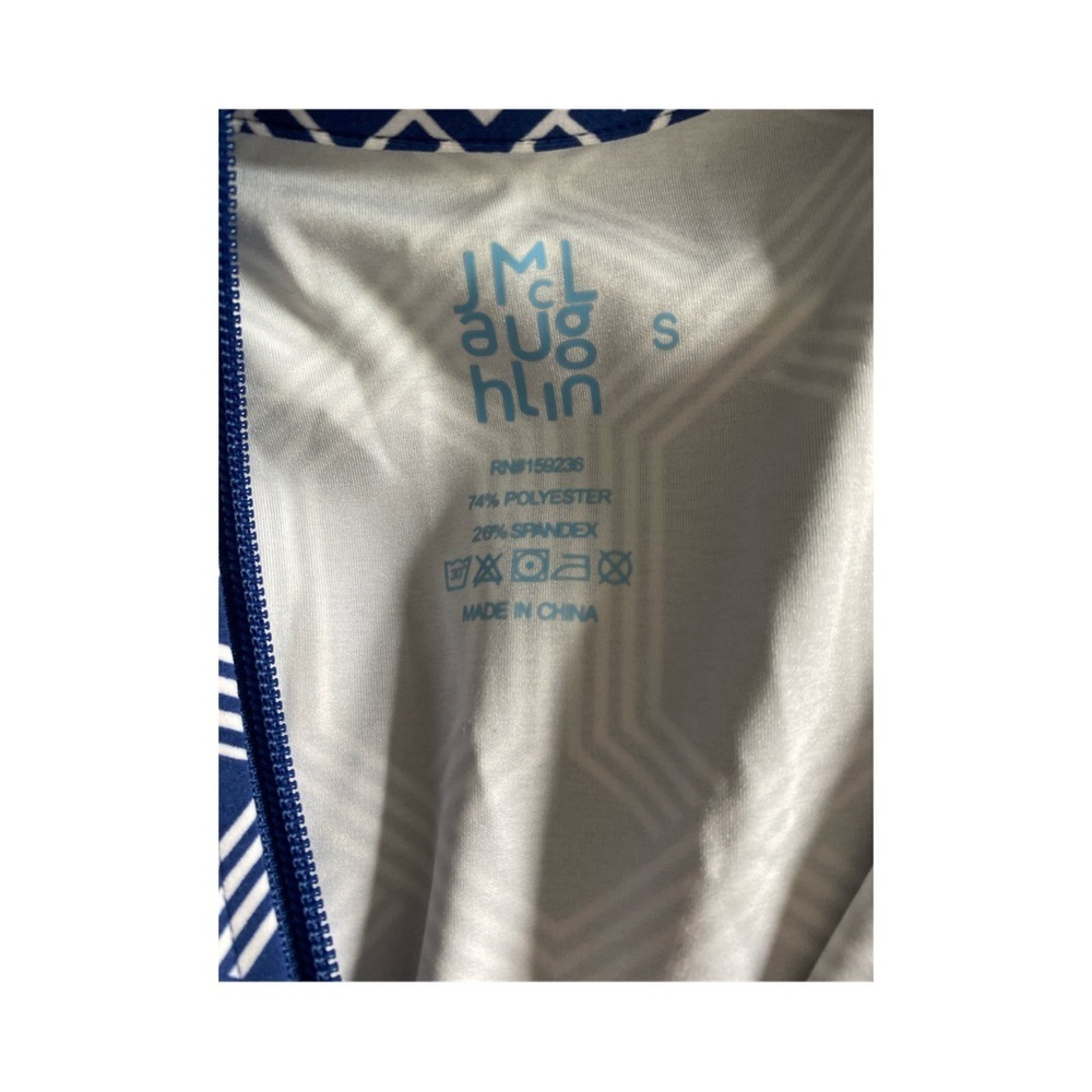 J McLaughlin Zip Jacket - S navy.  White , polyester spandex, - Picture 3 of 5